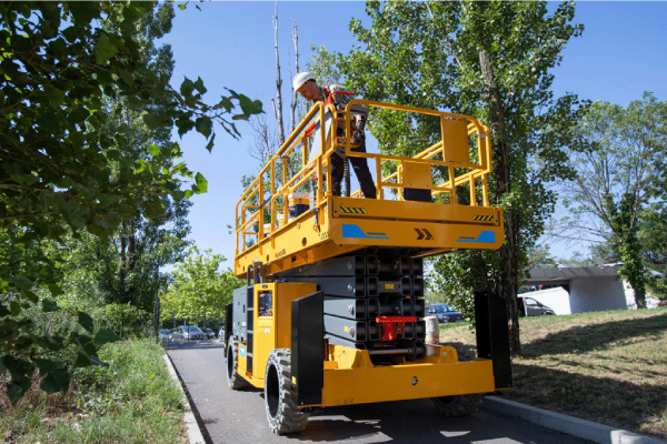Scissor lift on construction site