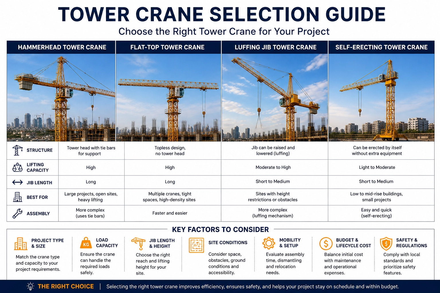 Tower crane selection planning for construction project