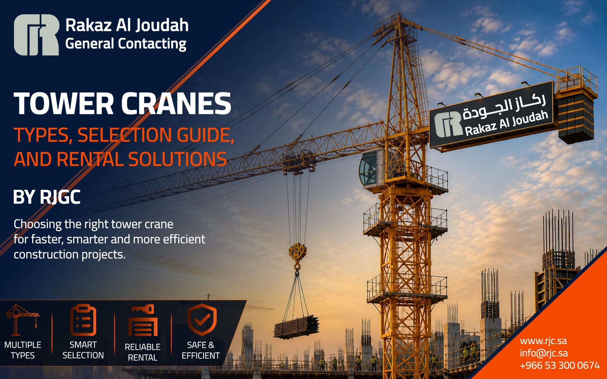 Tower crane operating on a construction project in Saudi Arabia